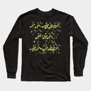 Leave me alone purple roses on stems with sparkles black bg Long Sleeve T-Shirt